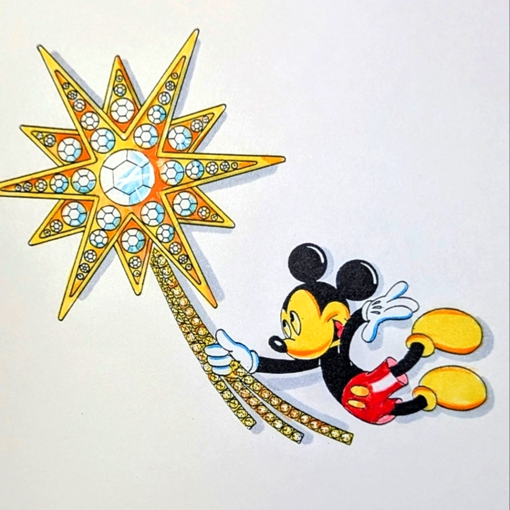 Wendy Gell Disney Original Art Mickey Mouse Holding A Star.